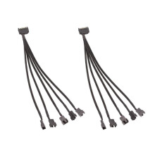 2X 15-Pin  to 5 Fan Adapter Cable  to 3 Pin/4 Pin PMW PC Case Fan Power Adapter Cable, Y Splitter Cable