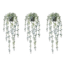 3 Pcs Artificial Hanging Plants Fake Potted Eucalyptus Hanging Plant for Wall Room Home Patio Indoor Outdoor Decor