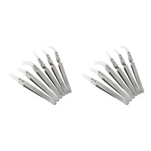 12-Delige Precisie-Keramische Omgekeerde Soldeerpincet, Niet-Geleidende, Antimagnetische Puntige en Gebogen Pincetset