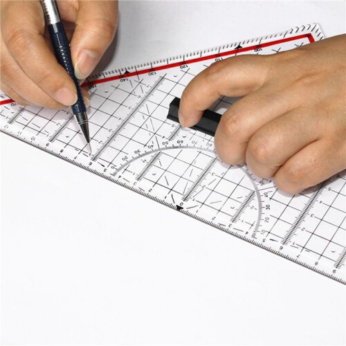 2Pcs 30CM Drawing Triangle Ruler Multi-Function Drawing Design Ruler with Handle Protractor Measurement Ruler Stationery 2