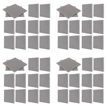 48 Stück Selbstklebende Akustikplatten, Schalldichte Schaumstoffplatten, Hochdichte Schallschutzwandplatten für Zuhause (Grau)