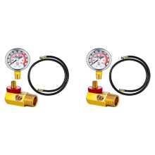 2X Luchttankreparatieset Veiligheidsklep, 0-200 PSI-Manometer en 4 Voet Luchttankslangmontageset voor Draagbare Draagtank