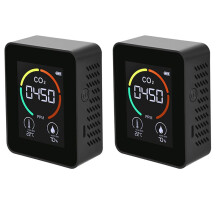 2X Moniteur D'Air CO2 Détecteur de Dioxyde de Carbone Qualité de L'Air Température Humidité Moniteur Compteur de Mesure Rapide pour CO2, Noir