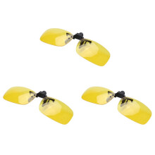 3X Gafas de Conduccion de Vision Nocturna Con Clip Sin Marco Lente Amarilla Clara Rectangulo