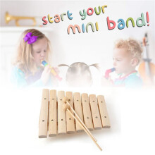 3X Enfants Bois Naturel en Bois 8 Tons Xylophone Percussion Jouet Instrument de Musique pour Enfants Musique Développer