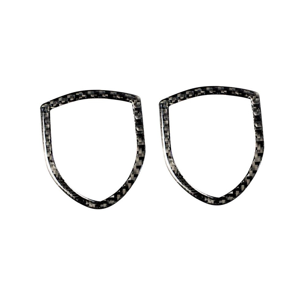 2X Car Exterior Front Logo Emblem Trim Cover Frame Carbon Fiber Fit For - Cayenne Macan 2014-2019 Black 6031841333556