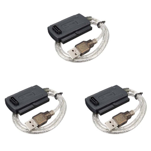 3X USB 2.0 Macho para IDE  2.5 Polegadas3.5 Polegadas Cabo Adaptador Disco Rígido Disco Rígido Preto