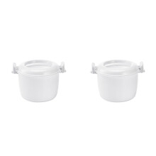 2X Olla Arrocera para Microondas Recipiente Pequeño Multifunción para Almuerzo Olla para Microondas Utensilios de Cocina para Horno Microondas