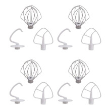 4X K45DH Dough Hook K45B Coated Flat Beater K45WW Wire Whip Fit for Stand Mixer with 4.5Qt 5 Qt Bowl for Kitchen Aid