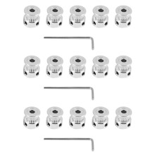 15PCS Aluminum GT2 Timing Belt Pulley 20 Teeth Bore 5mm Width 6mm and Wrench for RepRap 3D Printer Prusa I3