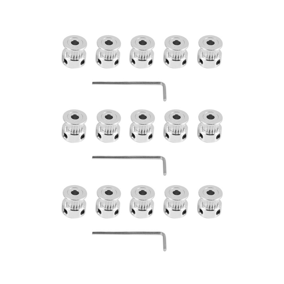 15Pcs Aluminum Gt2 Timing Belt Pulley 20 Teeth Bore 5Mm Width 6Mm And Wrench For Reprap 3D Printer Prusa I3 6031728524978