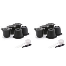10 Reusable Capsules Refillable Coffee Capsule Filter with Coffee Machines with Coffee Spoon Brush