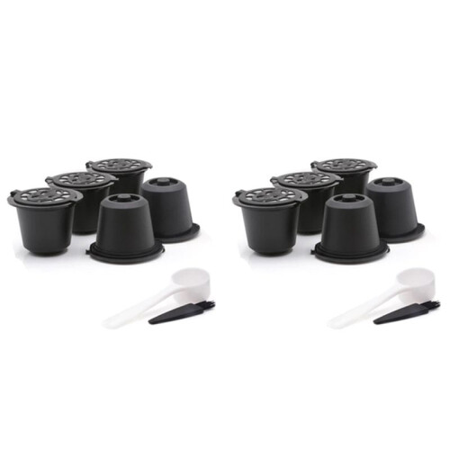 10 Reusable  Capsules Refillable Coffee Capsule Filter with  Coffee Machines with Coffee Spoon Brush
