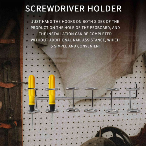 8 Pcs Screwdriver Holder Pegboard Multi-Tool Holder Accessory Pegboard Accessories Multi-Ring Tool Holder for Pegboard 1