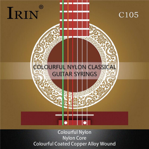 18x IRIN C105 Rainbow Guitar Strings Nylon Core Colorful Coated Copper Alloy Wound(.028-.043) 1