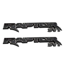 2X Auto Hinten Kofferraum Embleme Raptor SVT Emblem 3D Logo Heck Klappe Aufkleber Ersatz Aufkleber für F150 2009-2014 (Schwarz + Grau)