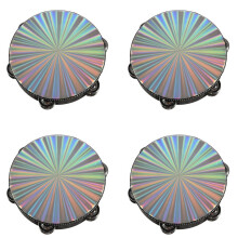 4piezas 8 Pulgadas Pandereta de Madera Campana Tambor de Mano Cabeza Reflejo Instrumento de Percusión Juguete Baile Canto Acompañamiento