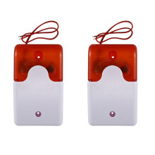 2X Wired Strobe Warning Siren Durable 12V Sound Alarm Flashing Light Sound Siren Horn Home Security Alarm System