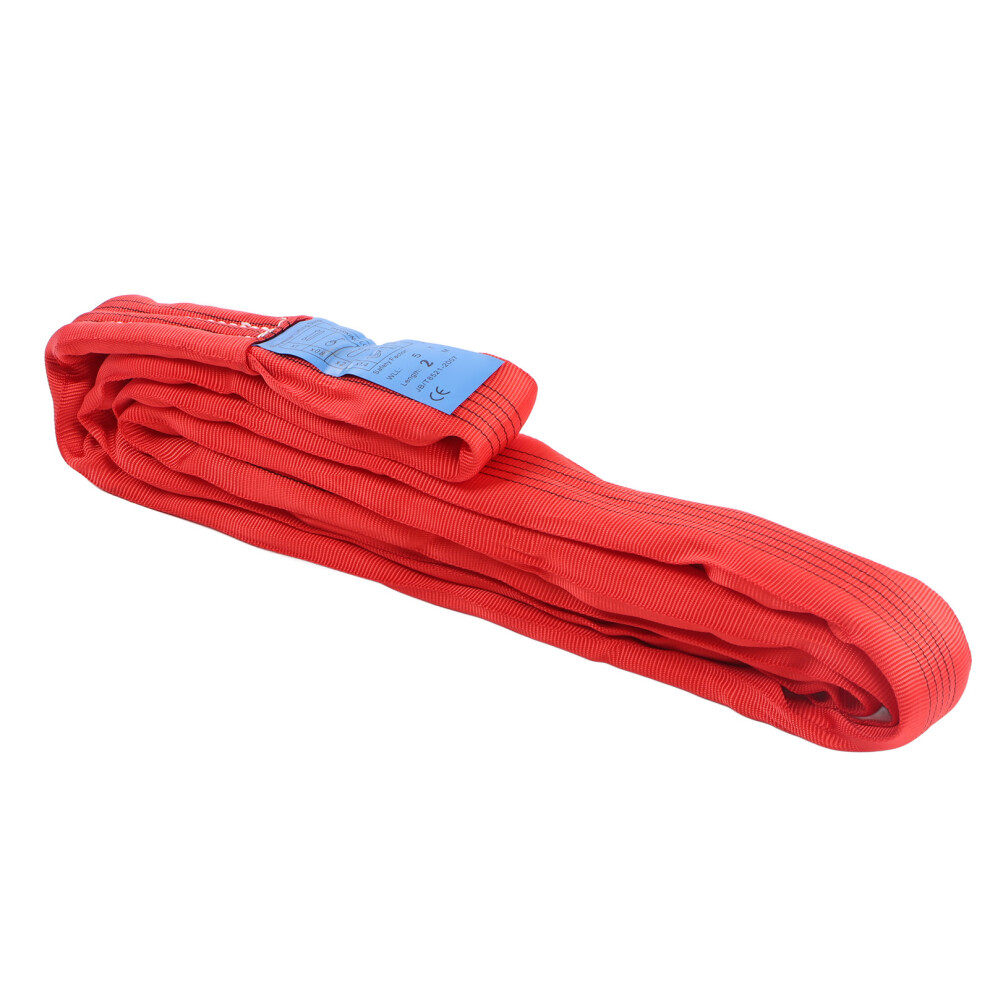 5T 2M Red Reinforced Polyester Rigging Lifting Strap With Double Eye 4651370336419