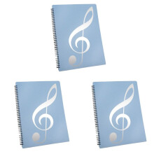 3X Cartella per Spartiti, Capacità 60 Pagine, /Supporto per Spartiti, Adatto al Formato Letter A4, Scrivibile e Staccabile (Blu)