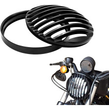 Black Anodized Polished Surface Adds Elegance, Easy Installation LED Headlight Grill Cover for Harley Sportster, High Quality Billet Aluminum Ensures