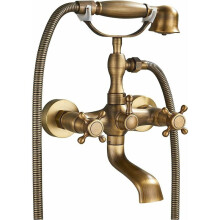 Vintage Bathtub Faucet, Antique Brass Finish with Unique Shape Dual Cross Handle for Hot & Cold Water, Easy Installation for Traditional Bathrooms