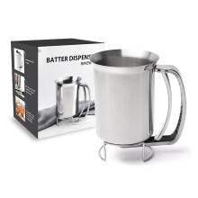 Stainless Steel Dispenser For Professional Baking, Food Grade Silicone Spout Ensures Smooth Pouring, Wide Mouth Opening For Easyfilling