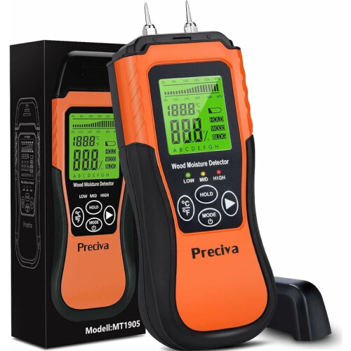 Digital Wood Moisture Meter with Two Measuring Modes, Backlit LCD Display for Professional Use