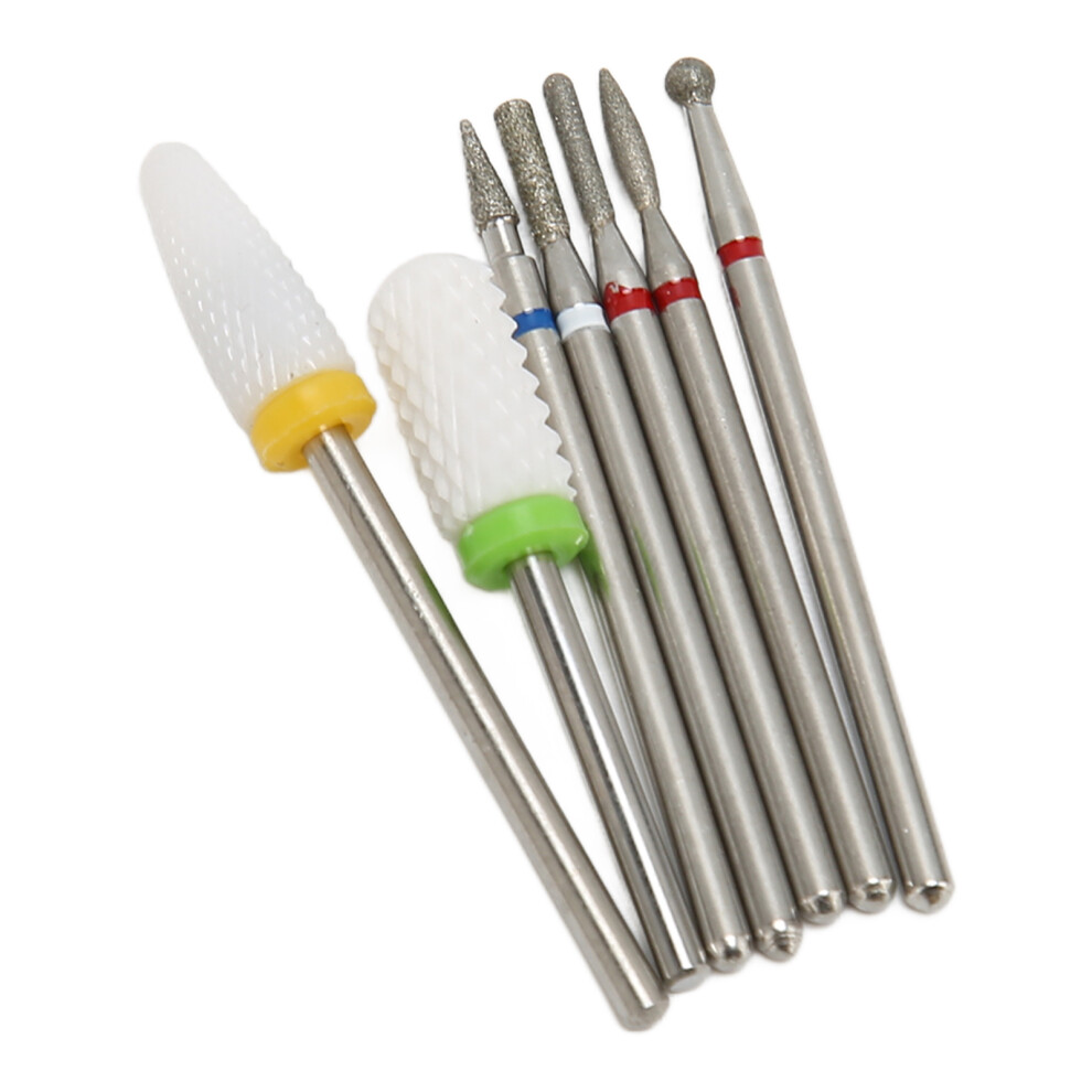 7pcs Tungsten Steel & Ceramic Nail Drill Bits Set for Salon, Nail Grinding