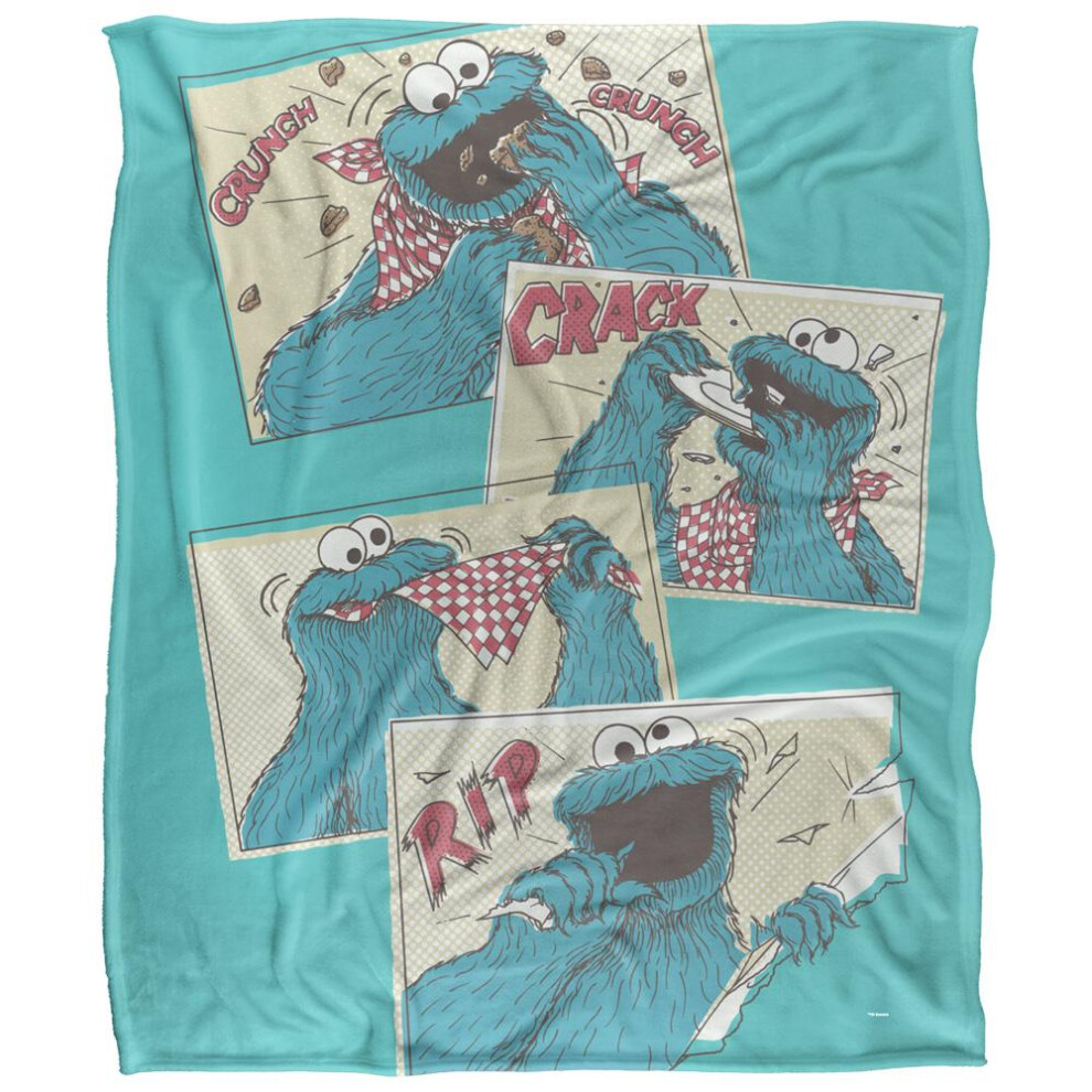 Sesame Street Comic Cookie Monster Blanket Multicoloured