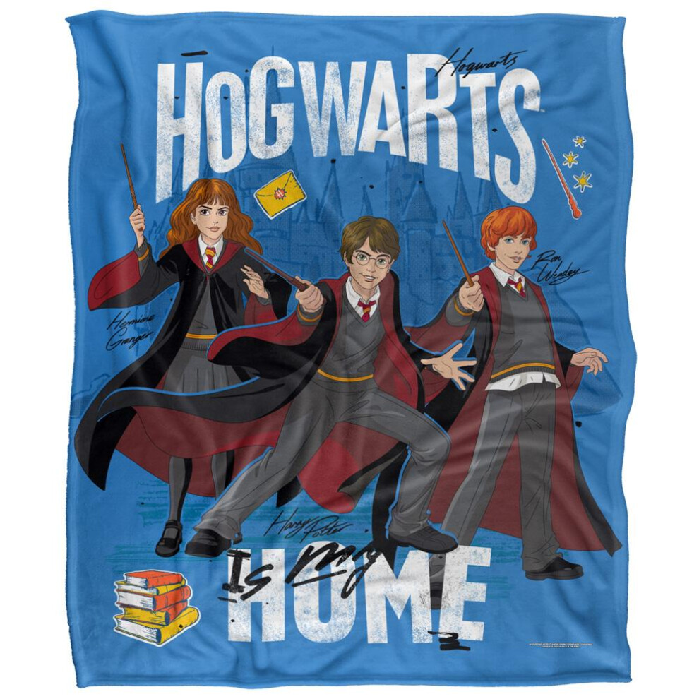 Harry Potter Hogwarts Is My Home Blanket Multicoloured