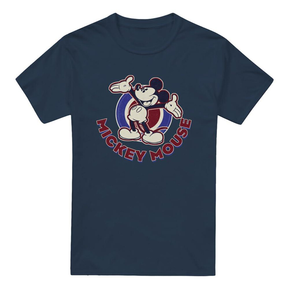 Disney Mens Americana Mickey Mouse T-Shirt Multicoloured
