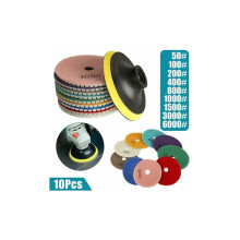 Conjunto de polimento para mármore, polimento a seco e úmido de concreto e pedra, sistema de fixação com velcro para fácil troca das almofadas,