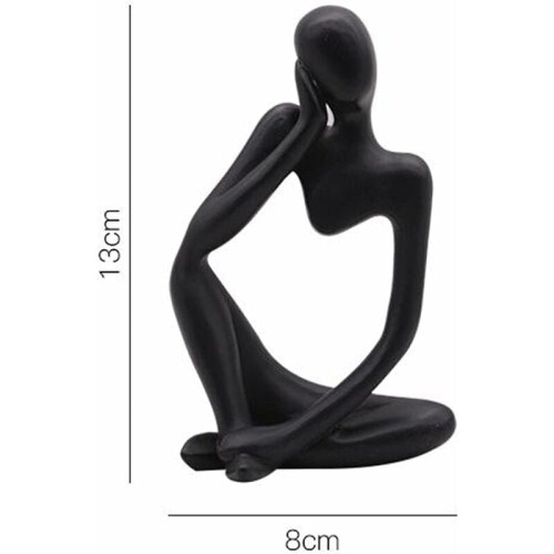 Abstract Art Statue, Philosophical Artwork with Unique Thinker Design for Versatile Placement in Home Office Decor (Black) 1