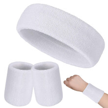 Sweat Absorbing Headband Wristband Set, Quick-Dry Terry Cloth Athletic Gear, Non-Slip Comfort Fit For Men And Women, Made In The Usa, 3 Pieces