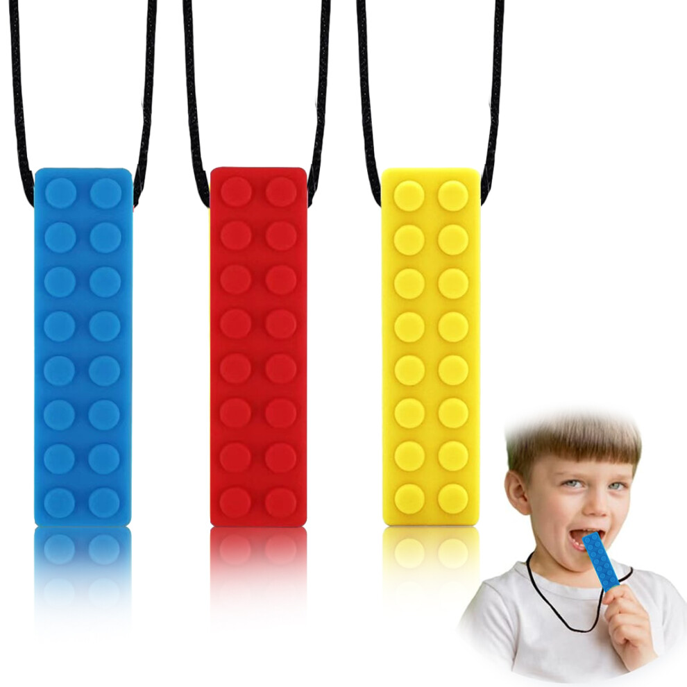 Chew Necklace For Sensory Kids, Food Grade Silicone Medium Hardness Durable 60A Silicone Chewy Teether With Breakaway Clasps, Sensory Chew Toys To
