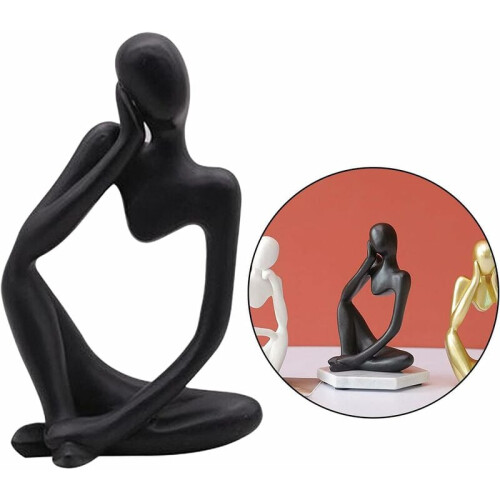Abstract Art Statue, Philosophical Artwork with Unique Thinker Design for Versatile Placement in Home Office Decor (Black) 2