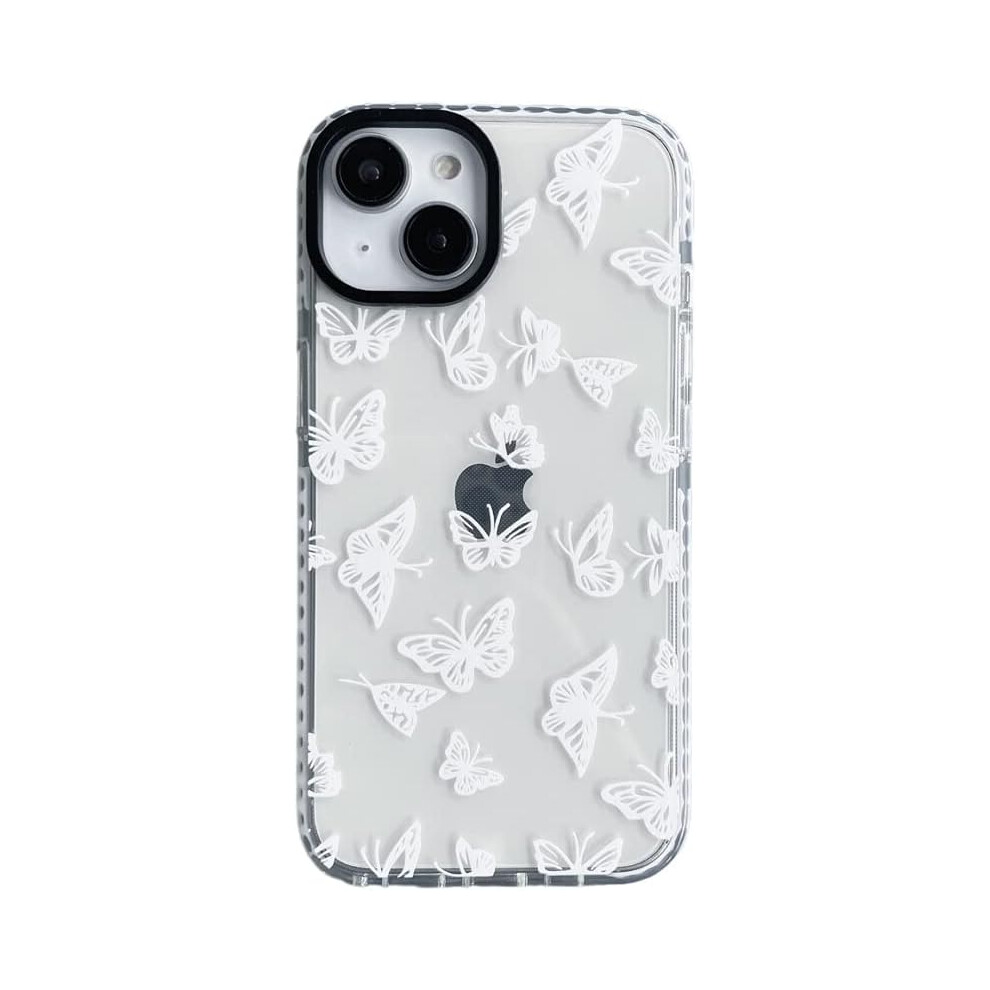 Precise Cut Openings Compatible Iphone Case For Iphone 13, Tpu Material Comprehensive Protection, Butterfly Pattern For Girls Women (Raised White 9433291735060