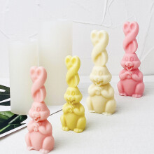 Grand moule à bougie en silicone C03‑1, forme de lapin à longues oreilles, moules parfumés