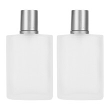 Elegant Fine Mist Atomizer, High Quality Thick Glass 2 Pack 30ml Matte Clear Perfume Bottle, Sturdy Frosted Glass Refillable Spray for Wide