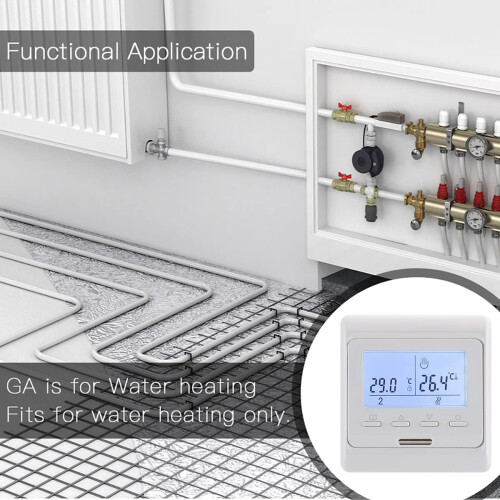 Digital Lcd Programmable Floor Heating Controller, White Underfloor Heating Thermostat With Dual Temperature Sensor Control 1