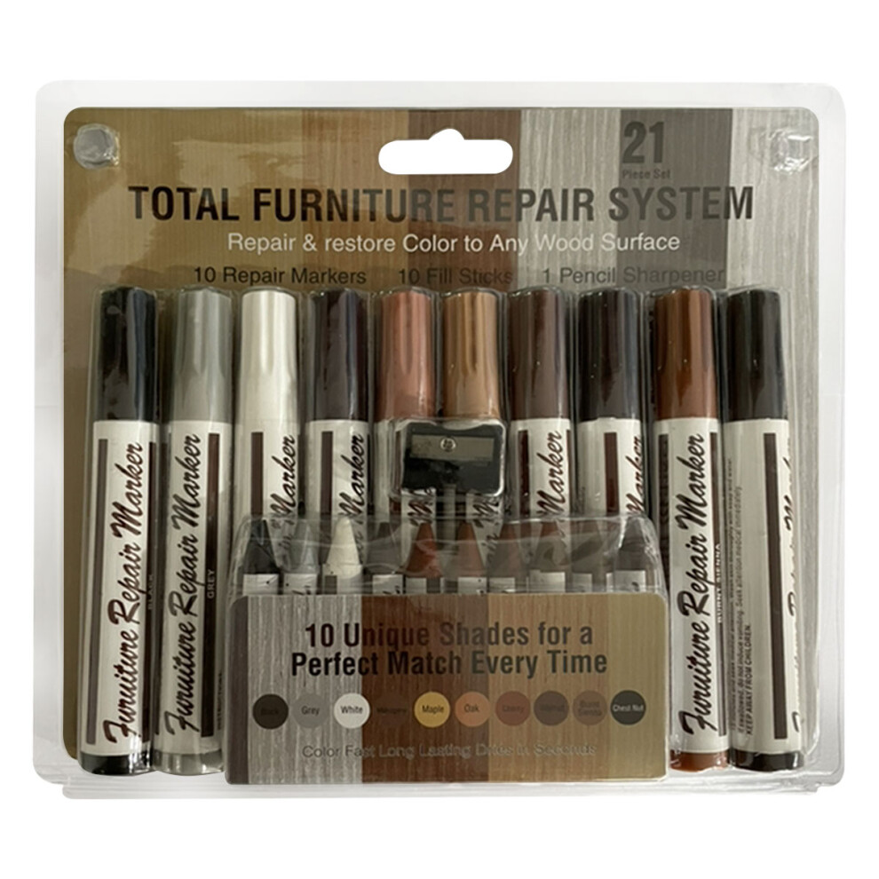 Wood Filler And Restore Solution, Alcohol-Soluble Stain Kit For Furniture Marker Touch Up, Wax Sticks And Markers For Floor Scratch Repair, Easy To 9433291773215