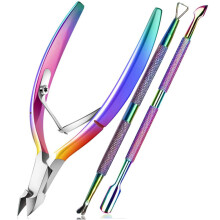 Set taglia cuticole, acciaio inossidabile per un uso durevole, impugnatura ergonomica per comfort e controllo, impugnatura antiscivolo, solvente per