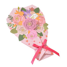 Flower Bouquet Popup Card 3D Greetings Card Popup-bow tie
