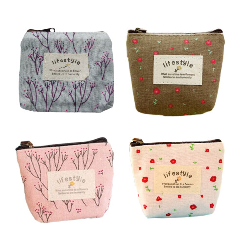 Practical Flower Printed Small Wallet  Storage Bag-Blue 2