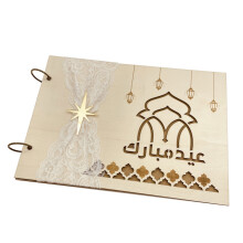 Wooden Wedding Guest Book,Hardcovers-Lace Palace 30 pages