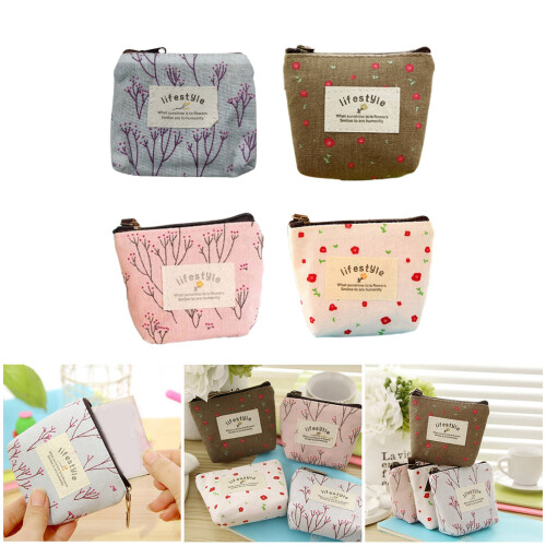 Practical Flower Printed Small Wallet  Storage Bag-Blue 1