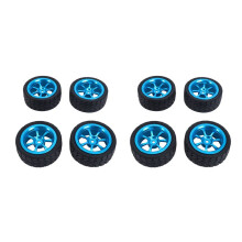 2 Set 65 mm Metallfälgar + Höggrepp Gummidäck Däck för  144001 A959 A959-B 124019 124018 RC Bildelar, Blå