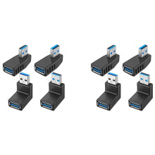 8 Stuks USB 3.0-Adapterkoppelingen 90 Graden Mannelijk Naar Vrouwelijk USB-Connector - Inclusief , Rechts, Omhoog, Omlaag Hoekadapter