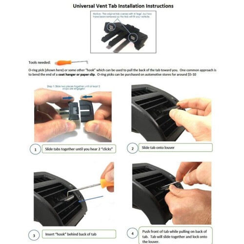 2X Front Left/Right Air Vent Outlet Tab Clips, AC Vent Adjustment Buckle Repair Kit for   2009-2013 1